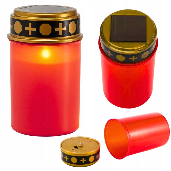 Lumnare LED solara, rosu, 12x7cm, cu senzor de intuneric