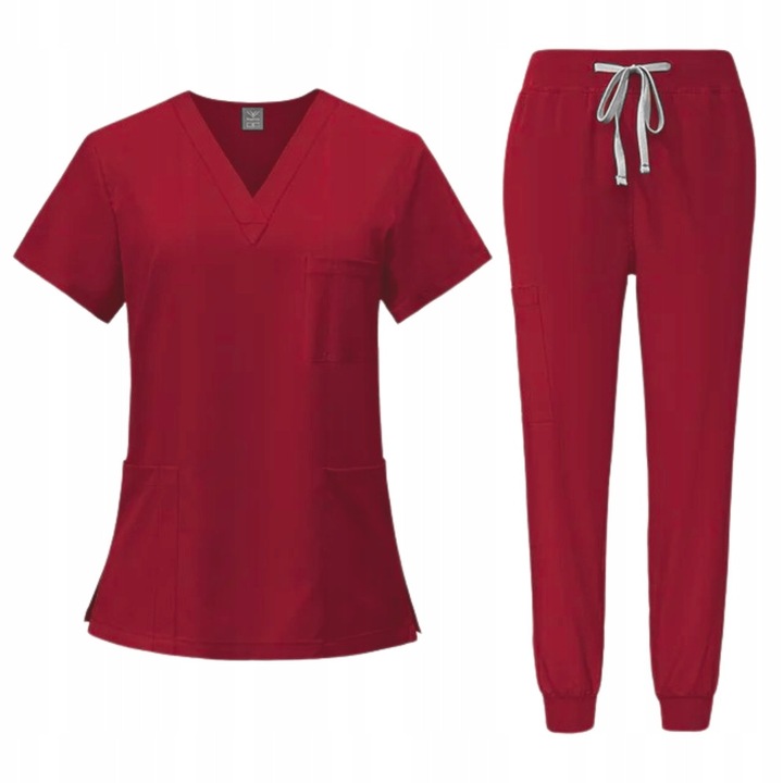 Set medical, uniforma, bluza si pantaloni, bordo, material de inalta calitate, 2XL