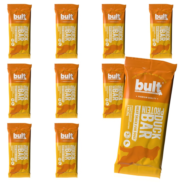 Recompensa pentru caini, bult Bar, 10 x 75g, baton proteic cu carne de rata, gust intens si delicios, suport zilnic de energie, valoare nutritiva ridicata