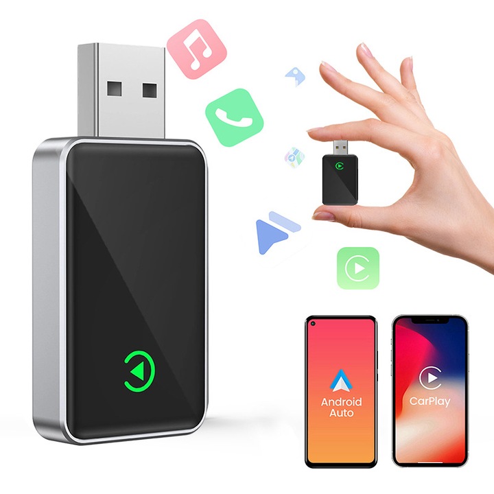 Adaptor wireless CarPlay, conectivitate auto, mini, USB