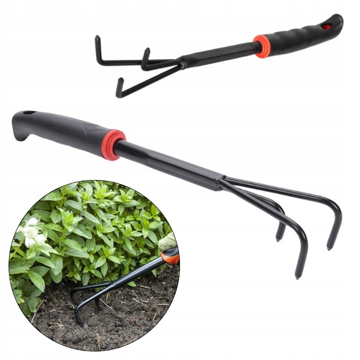 Set unelte gradinarit, metalice, 36x6.5cm, negru-portocaliu