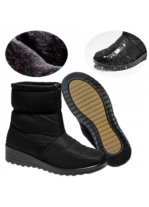 Ghete de iarna, negre, impermeabile, izolate, tip trapper, pentru femei, 42 EU
