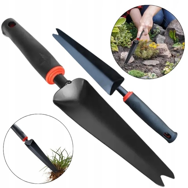 Set unelte de gradina, lopata pentru indepartarea ierbii, negru/portocaliu, 33x4cm