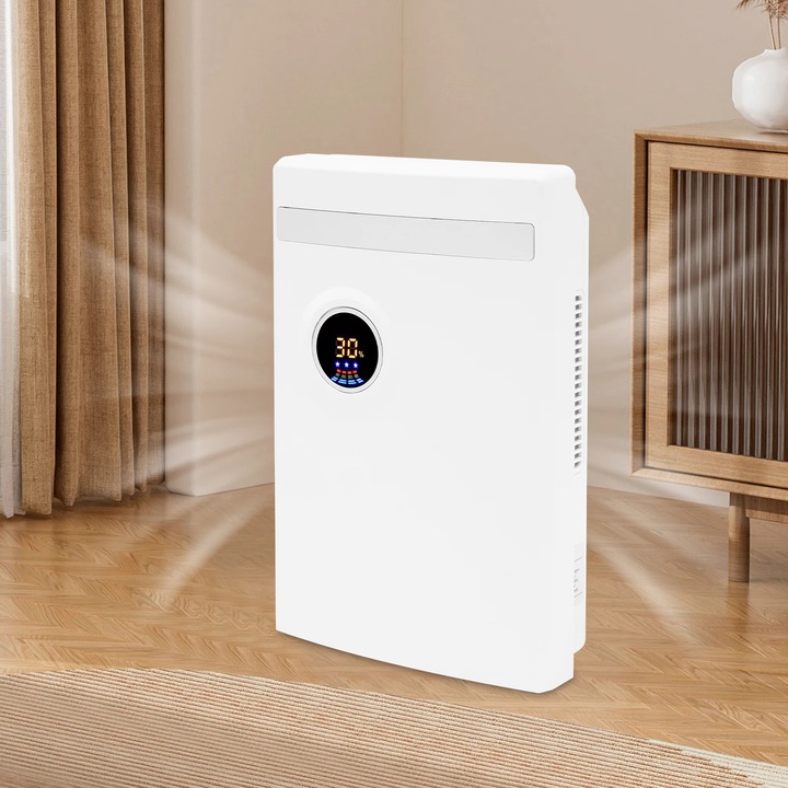 Dezumidificator, design portabil, capacitate rezervor 2200ml, alb, 29.5x18.5x41cm