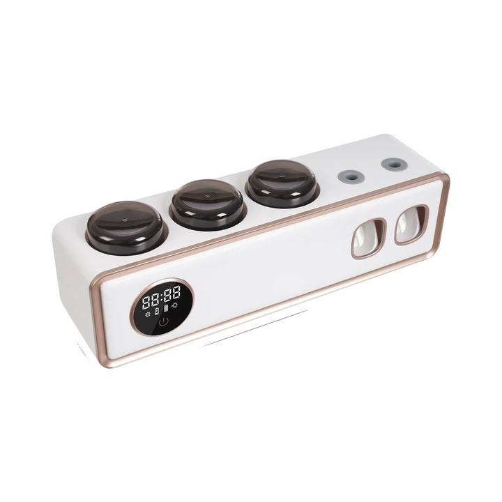 Suport periute de dinti, sterilizare UV, dispenser automat de pasta de dinti, alb, montare pe perete, 6 suporturi periute, 2 dispensere
