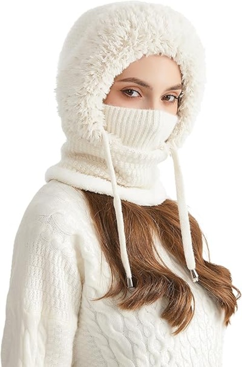 Set caciula si fular din plus pentru femei, captusit, ajustabil, multicolor, 55-60 cm