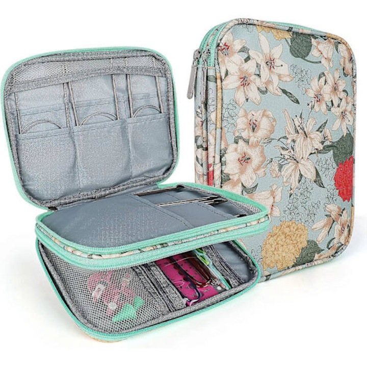 Caz pentru andrele de tricotat, suport pentru croseta, 22x17x4cm, 12 buzunare, impermeabil