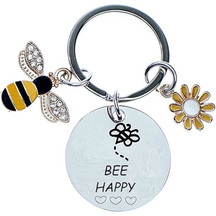 Brelocuri cu albina si floare, set cadou inspirational pentru femei, 25mm, multicolor