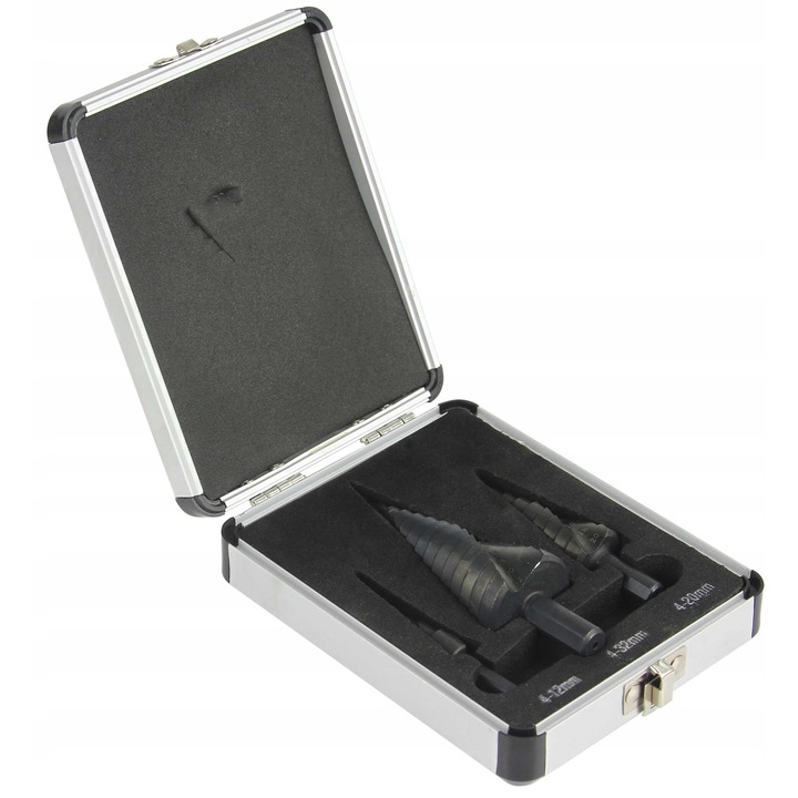 Set de burghie conice Luka 4-12mm, 4-20mm, 6-30mm, din otel rapid, 6mm, 8mm, 10mm