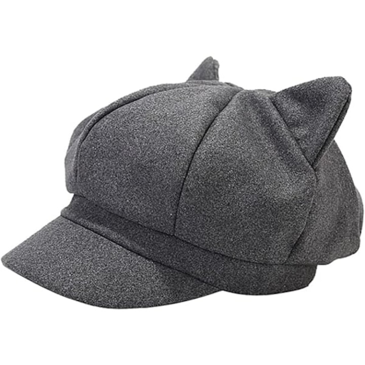 Caciula dama vintage 8-panouri, gri, 56x58cm, set casual