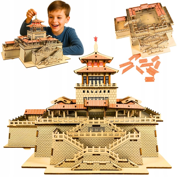 Puzzle 3D Jiefang Pavilion, 222 elemente, dimensiuni 19,5x27x27cm, pentru copii 8+