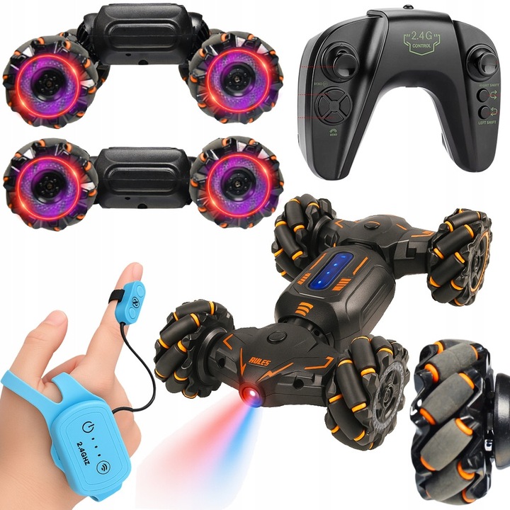 Masinarc zdalnie sterata 4x4, efecte LED, sunete, drift si rotatii 360, set cu 2 telecomenzi