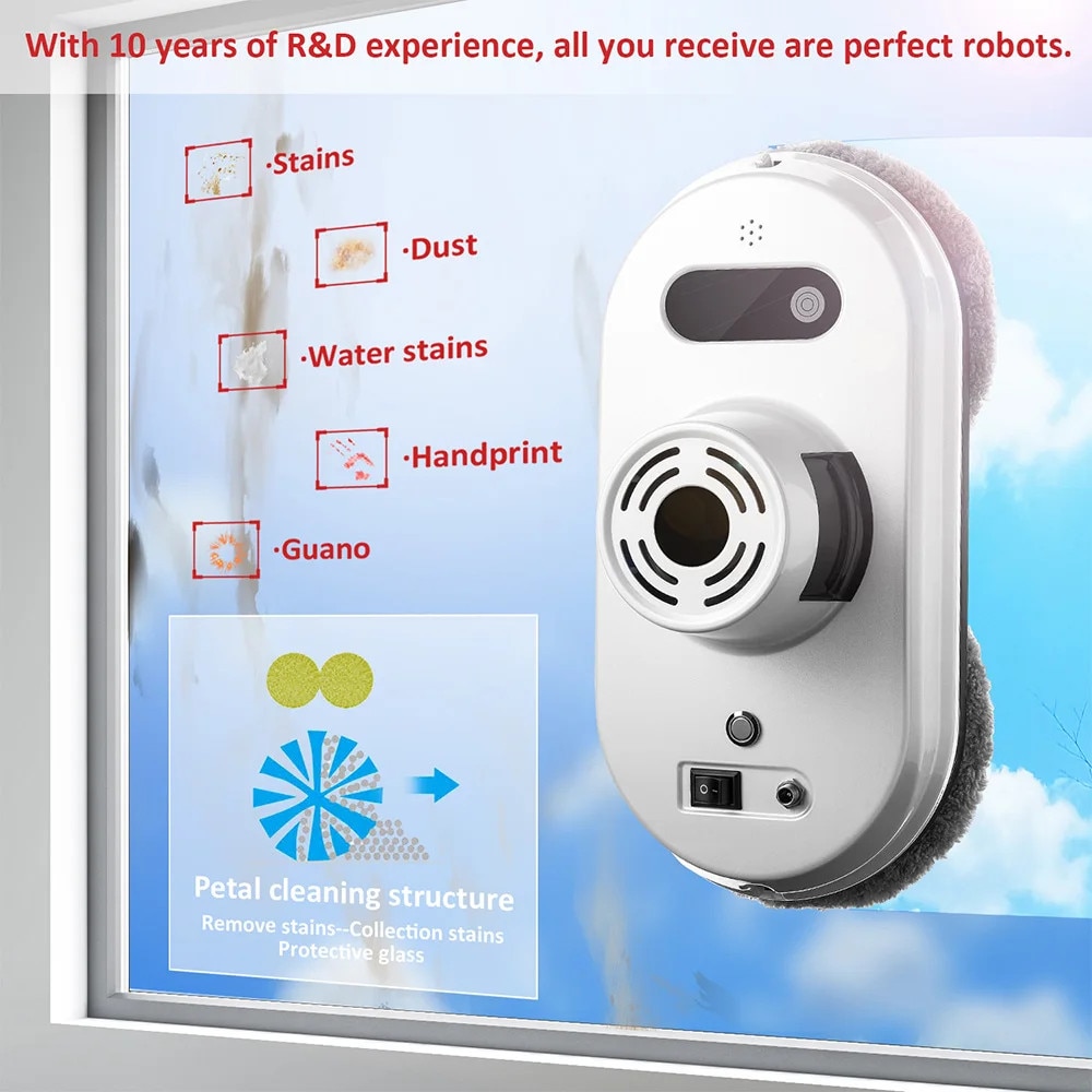 Robot de curatare automata a ferestrelor, control de la distanta, putere de aspiratie 6000Pa, 24V, 5m cablu