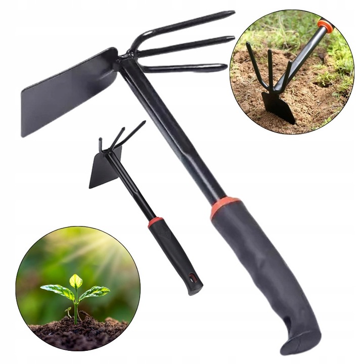 Sapa de gradina 2 in 1, Metalica neagra 30 cm