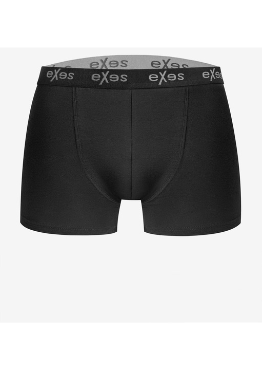 Boxeri Barbati, Exes, Bumbac De Inalta Calitate, Curea Exterioara Cu Logo Exes, Tip Boxer, Cusaturi Finisate Cu Atentie, Negru