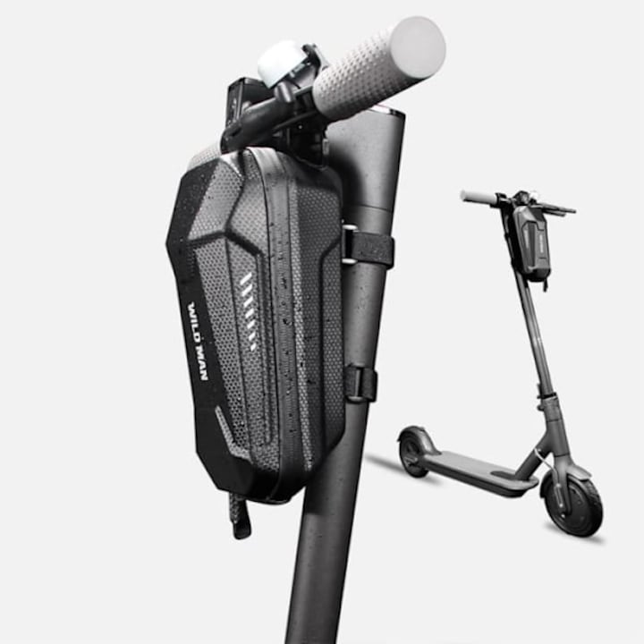 Geanta electrica pentru trotinete, capacitate mare 3L, neagra, PU, EVA