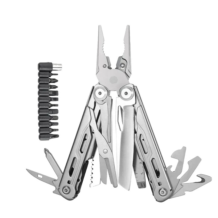 Set unelte multifunctionale, 18 in 1, design portabil si compact, inox, DL10-Bit