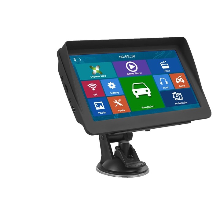 Sistem de navigatie GPS, 7 inch, ecran tactil, 8 GB stocare, 256M memorie, procesor 800MHz