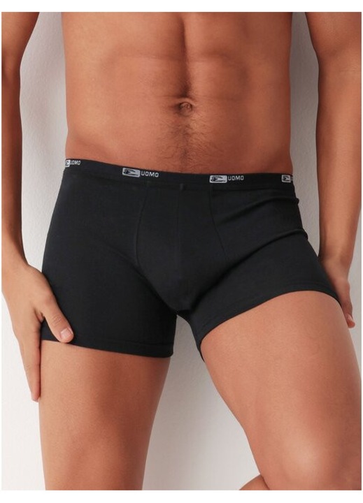 Set 2 perechi boxeri clasici bumbac talie joasa Cotonella GU017 0002, Negru
