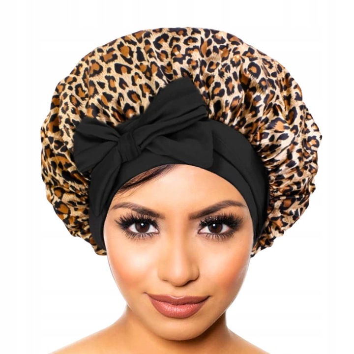 Turban de dormit din satin pentru par, cu banda de protectie, confortabil pentru noapte