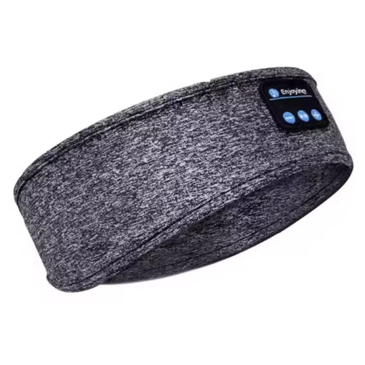 Bandana cu masca pentru ochi si casti wireless Mxm, gri, 55, 9x71, 1cm, pentru sport si relaxare