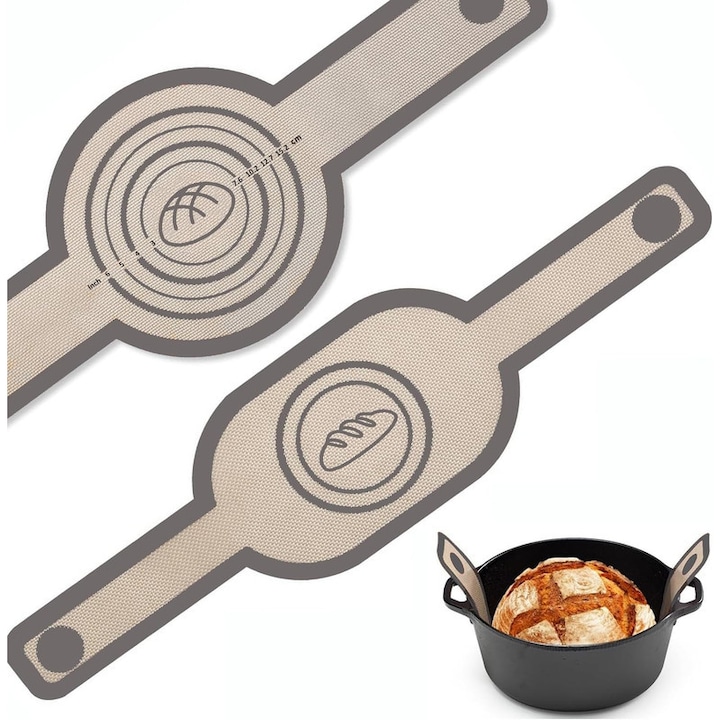 Set 2 tavi de copt din silicon cu manere lungi, rezistente la temperaturi de pana la 249C, gri