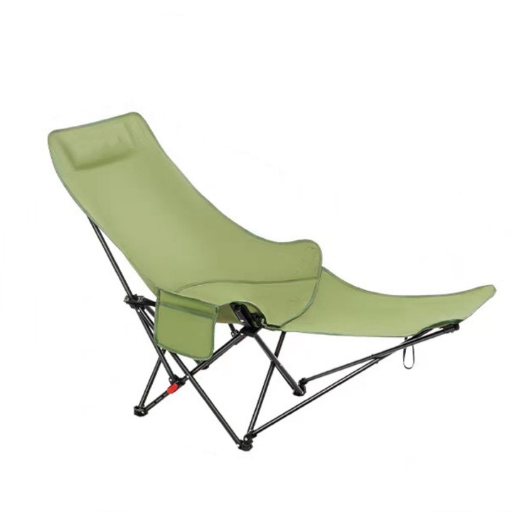 Сгъваем стол за открито, регулируем в четири позиции, с поставка за крака, подходящ за сядане или лягане, сгъваем за съхранение, зелен