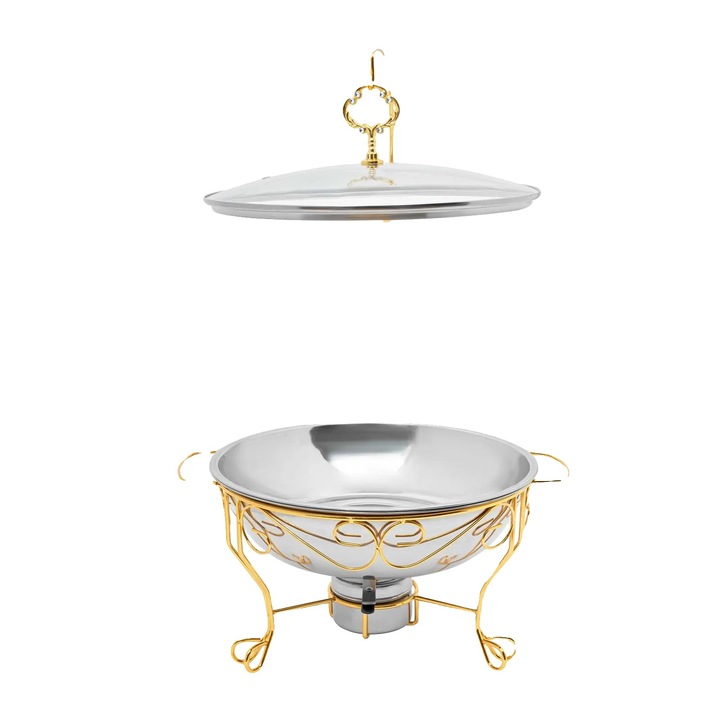 Tava gastronorm, design modern, capacitate 6L, argintie, 2 tavi, 67x43cm