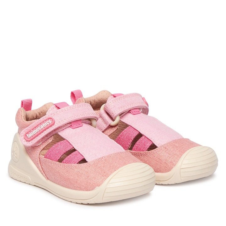 Sandale de fetita, Biomecanics, material textil, roz, plat