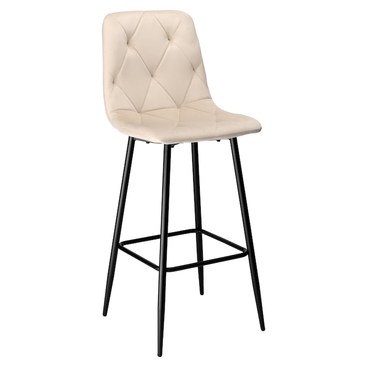 Scaun de bar KINGSTON, bej, 111x43cm, material: velur, metal