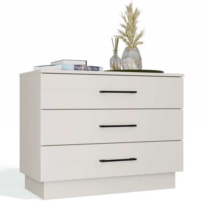 Amber 3S komód, 3 fiókos, krémszínű, 85x66x40cm