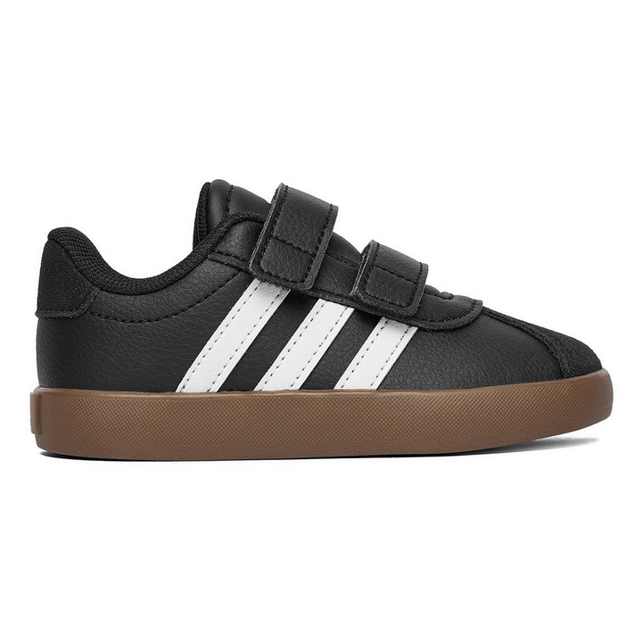 Маратонки за момчета, Adidas, екологична кожа, черен, с бели райета, 24 EU