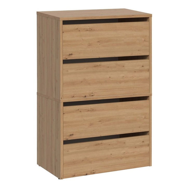 Dulap pentru pantofi MODO X2, 4 polite, culoare dab artisan, dimensiuni 60x36x88cm, set modular