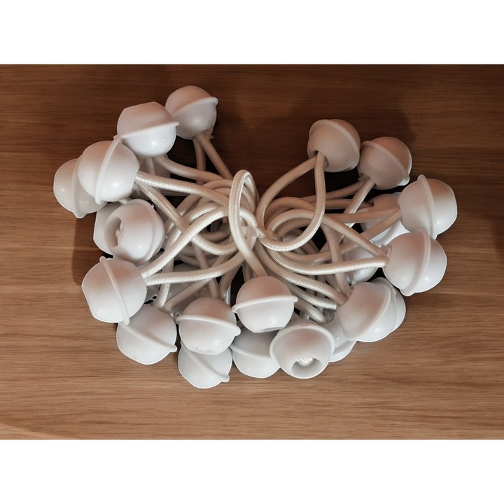 Set corzi elastice pentru corturi, Ambitent, 25 bucati, 6cm, alb
