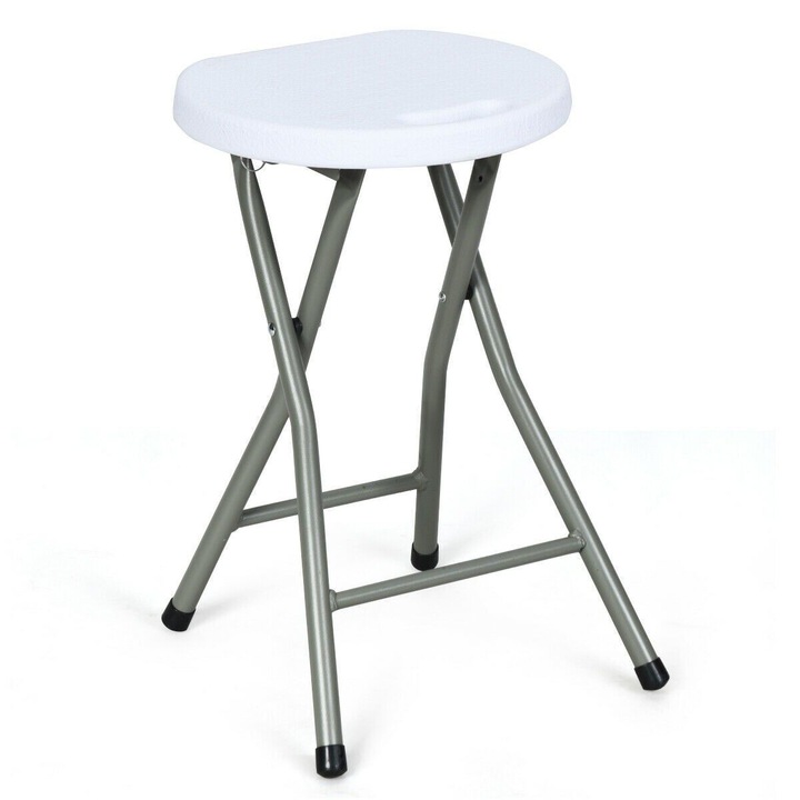 Scaun pliabil, Ambitent, 46cm, 29.5x27cm, alb/argintiu