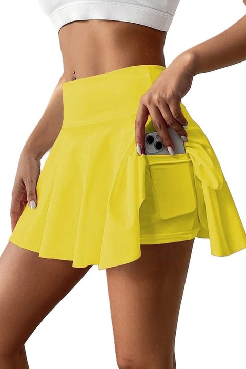 Fusta Dama, Scurta, De Tenis, 2 In 1 Leggings/Fusta, Galben, XL