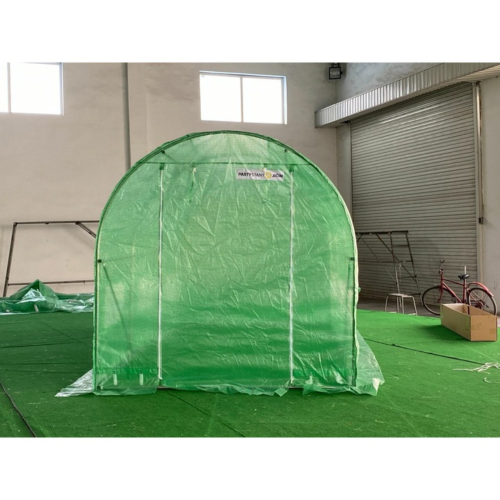 Folii de gradina 2x4m, Ambitent, structura din otel zincat, 6 feronerie cu plasa, verde