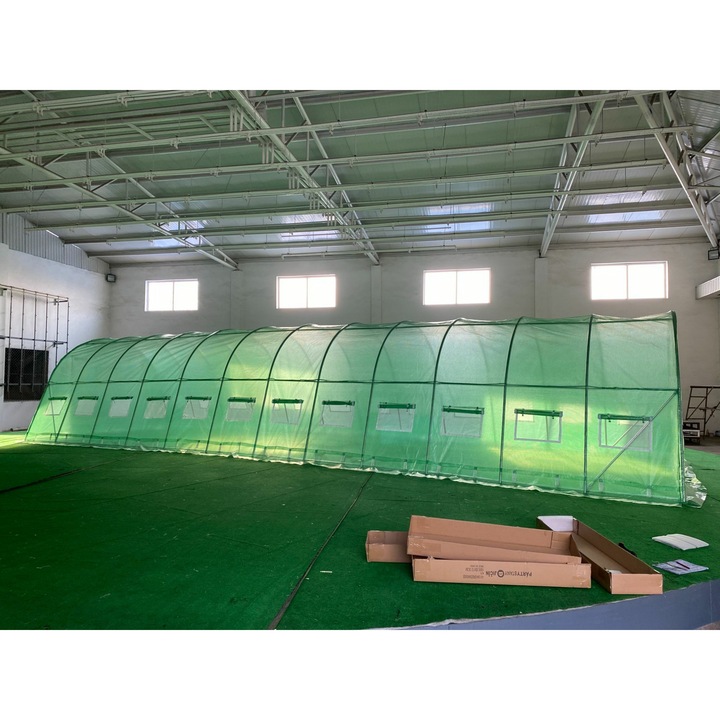 Folii de gradina 4x12m, Ambitent, structura din otel zincat, 24 feronerie cu plasa, 2,3m inaltime