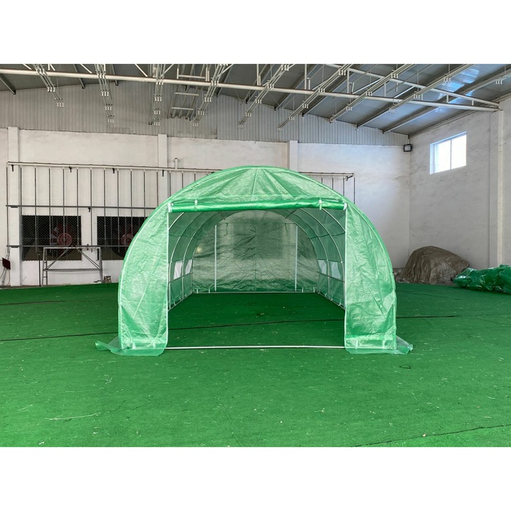 Folii pentru gradina 3x6m, Ambitent, structura din otel zincat, 8 feronerie cu plasa, verde