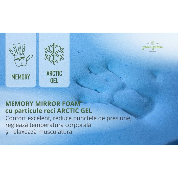 Topper 200x80x3 cm cu Lana, Spuma Memory cu particule Arctic Gel si Husa Jacquard pentru pat - ASC6427968008413