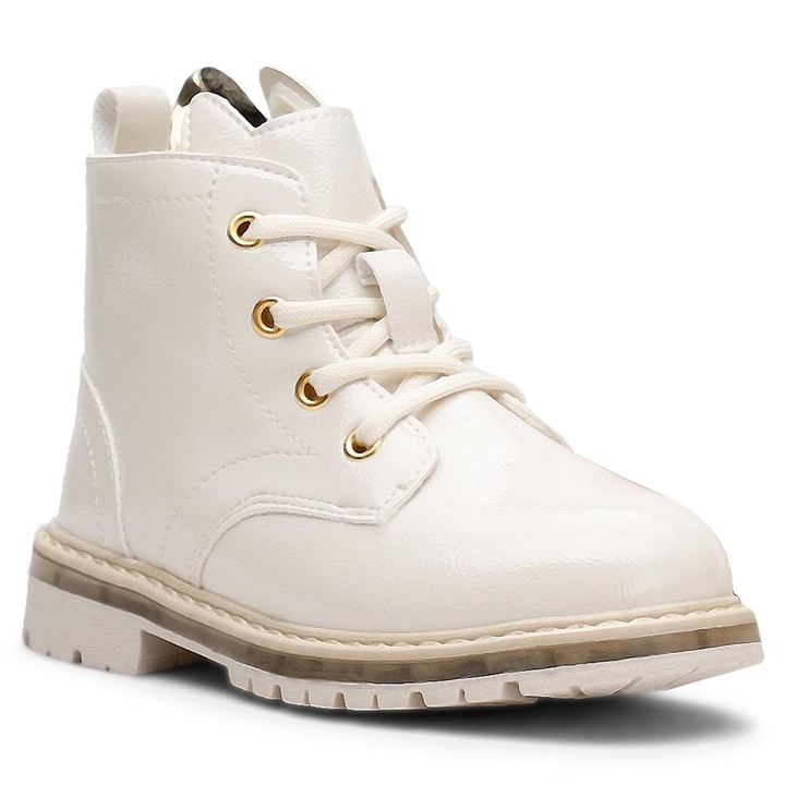 Ghete Fete, Nelli Blu, piele ecologica, fermoar, Alb