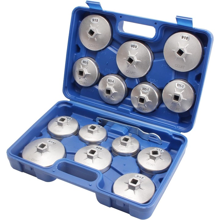 Trusă chei din aluminiu 15 buc, 65-101mm, pentru filtre ulei