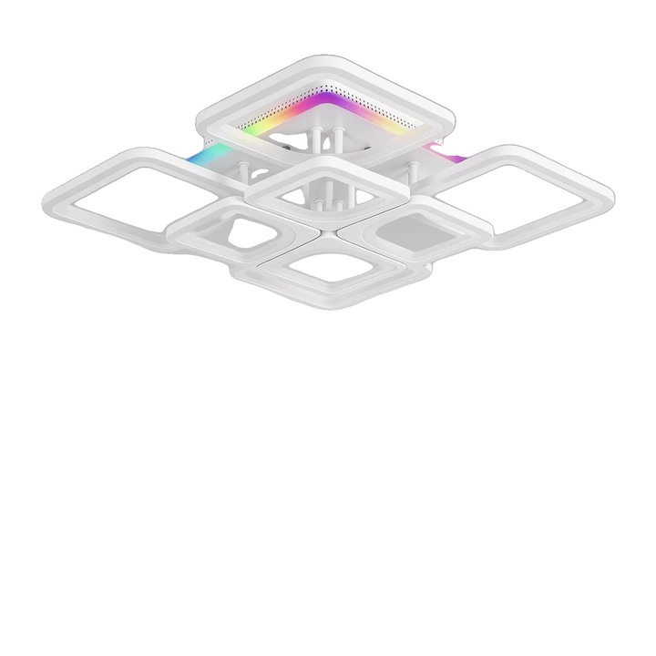 LED mennyezeti lámpa, RGB 4+4, szabályozható, alkalmazásvezérléssel, 58x58x14cm
