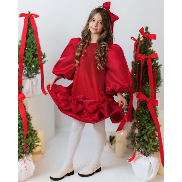 Rochita Rosie cu Fundite, cu Luminite, Martisor 1 Martie