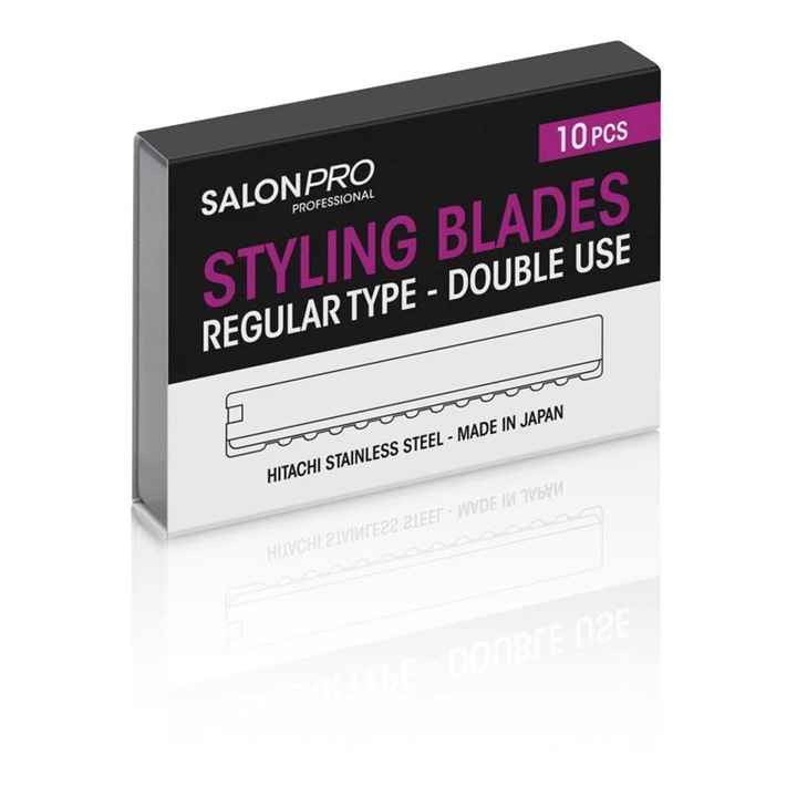 Lame pentru tuns barba Salon Pro, 10 buc, otel inoxidabil, design wedge