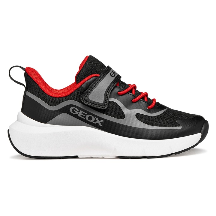 Geox, Pantofi sport Pro-Ran cu velcro, Alb/Negru