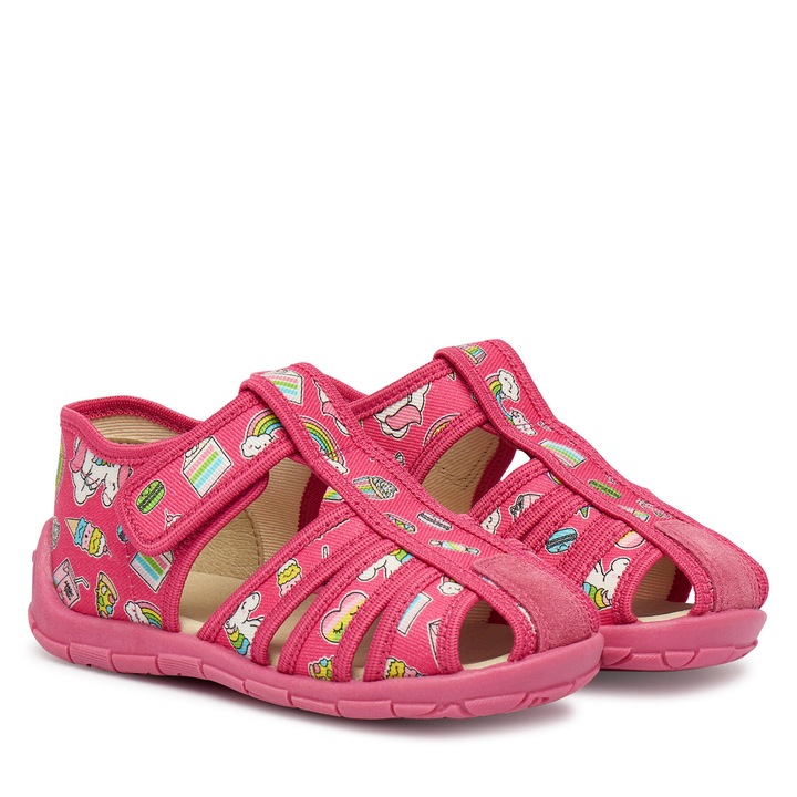 Сандали за момичета, Froddo, текстил, розов, плосък