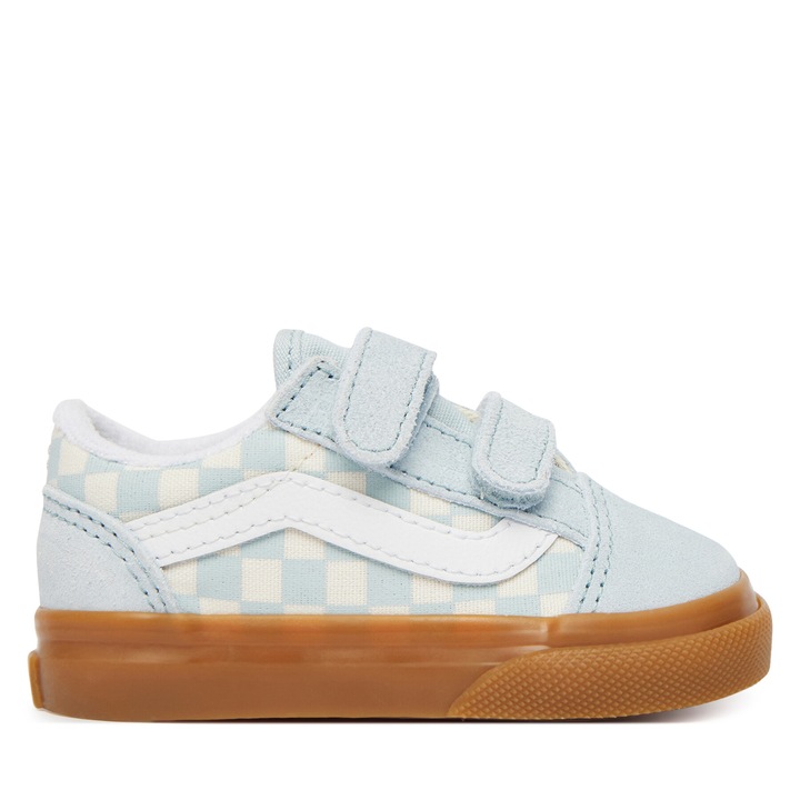 Pantofi copii, Vans, adidasi, piele naturala, albastru, sistem inchidere Velcro