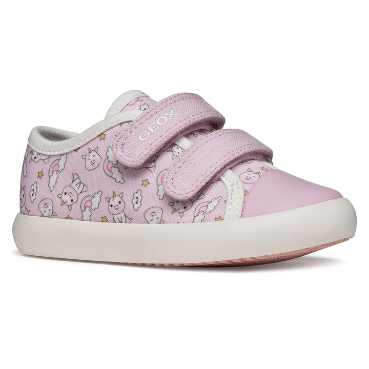 Pantofi copii, Geox, tenisi velcro, roz, textil, Roz