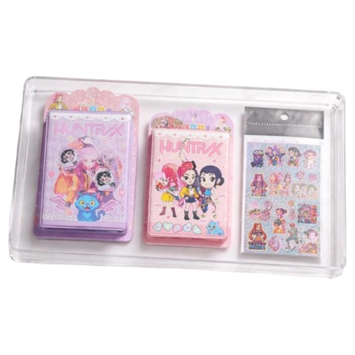 Set 2 carnetele victiny, roz, 11x12cm, cu stickere